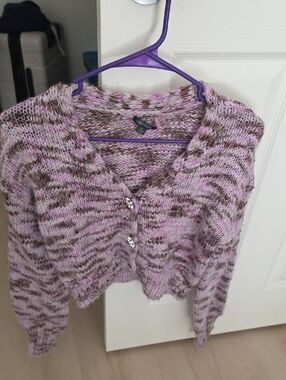 wild fable Pink & Brown Marled V-Neck Button Cardigan